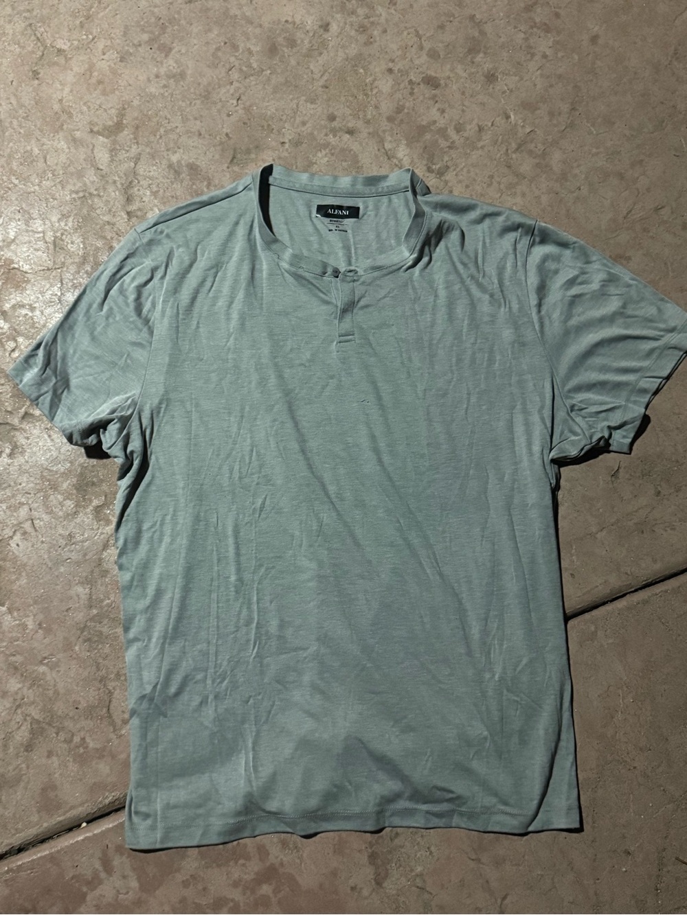 Alfani Alfatech Stretch Henley Short Sleeve Shirt Grey XL